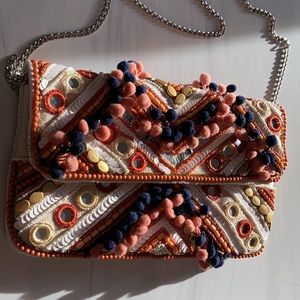 Beaded & detailed crossbody bag from Steinmart with silver chain strap